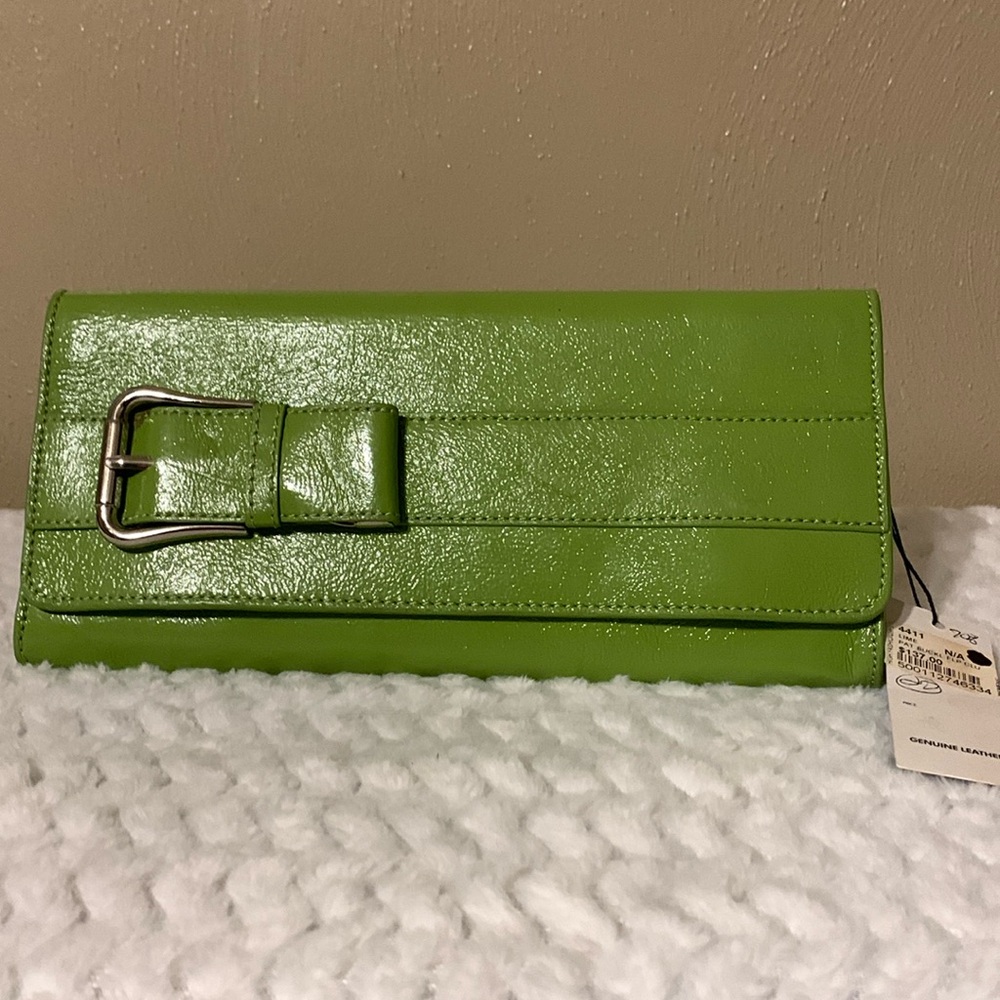 Green Leather Shoulder Bag with Buckle